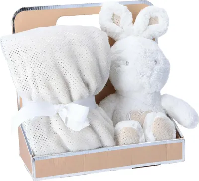 Produktbild von Antonio Baby Plüsch Decke mit Stofftier Hase  beige