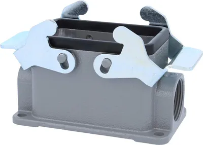 Image de HARTING Han 10B Boîtier de socle bas, 2xM25 sortie de câble latérale, avec 2 étriers transversaux Raccord vissé M25 Plage de serrage