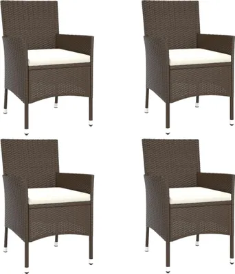 Produktbild von vidaXL Gartenstühle mit Kissen 4 Stk. Braun Poly Rattan