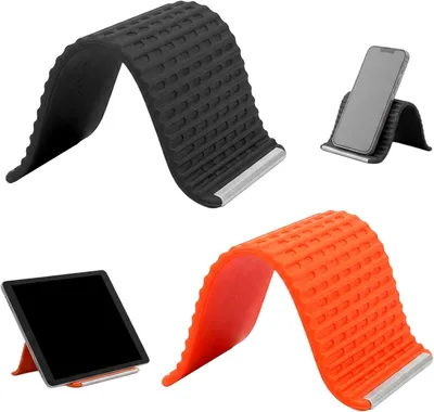 Produktbild von Handyhalter 2 Stück, faltbar, schwarz und orange, für Schreibtisch