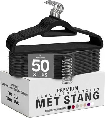 Immagine prodotto di Kleerhangers - Set di 50 pezzi - In velluto - Nere