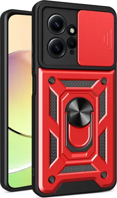 Produktbild von Hülle für Xiaomi Redmi Note 12 4G mit Ring Ständer Halter Dia Kameraschutz TPU PC Hybrid Handyhülle Rot