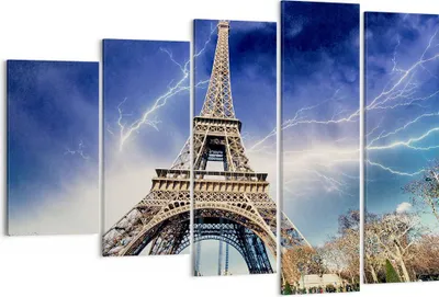 Produktbild von Bild auf Leinwand - Leinwandbild - Eiffle Paris Turm - 150x100cm - Wand Bild - Wanddeko - Leinwanddruck - Bilder - Kunstdruck - Wanddekoration - Leinwand bilder - Wandkunst - EG150x100-2484
