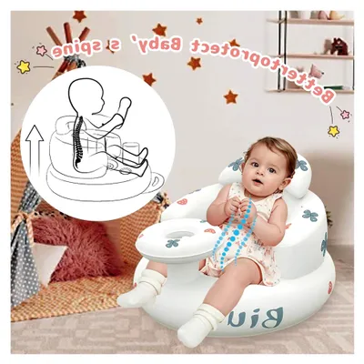 Produktbild von Aufblasbarer Babysitz für Babys ab 3 Monaten mit Tablett, Kleinkind-Bodensitz, aufblasbarer Neugeborenensitz, integrierte Luftpumpe, Stuhl mit Rückenstütze