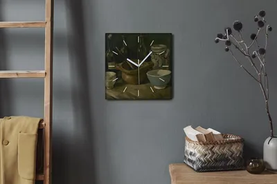 Produktbild von Coloray Hodiny Unikátní 30x30 cm  Tiché hodiny Pro obývací pokoj a kuchyň Nástěnné hodiny Plátno Bílé ručičky hodin - Keramické láhve Van Gogh