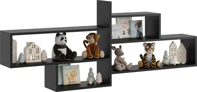 Produktbild von Wandregal in Schwarz mit offenem Design – moderne Hängeregal-Lösung für Bücher, Deko & Dachschrägen mit 169 cm Breite