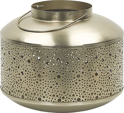 BELIANI Laterne Gold Eisen mit Lochmuster und Henkel 22 cm Vintage Look Wohnaccessoires Dekoartikel Tischdekoration