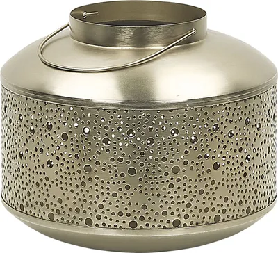 Obrázek produktu pro BELIANI Kovová lucerna zlatá s otvory H 22 cm stojan na svíčky