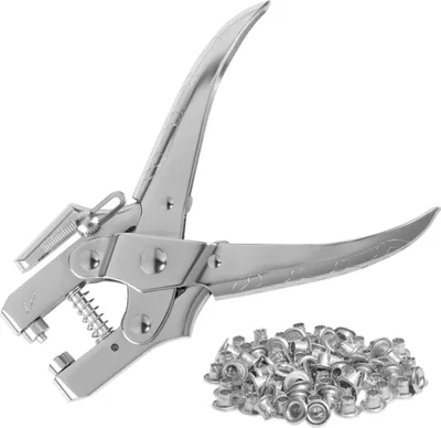 Produktbild von Kurtzy Ösenzange Set Lochzange mit 100 Ösen–16 cm Leder Gürtel Locherzange Ösenzange für Stoffe–Lochzange mit Ösen 7,2mm Nieten Gold–Lochnieten mit