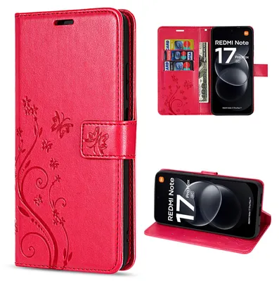 Produktbild von Hülle für Xiaomi Redmi Note 17 Pro 5G Handyhülle mit [Kartenfächern] Rot