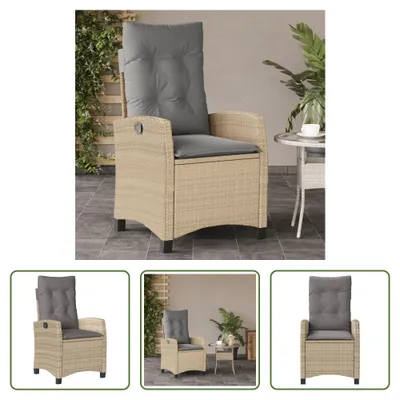 Obrázok produktu pre The Living Store Záhradné kreslo s vankúšom Nastaviteľné béžové Mix Poly Rattan