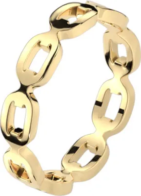 Produktbild von viva adorno Gr.49 (15,6mm Ø) Damen Edelstahl Ketten Ring Kettenglieder poliert gold Gliederring Damenring RS56gl
