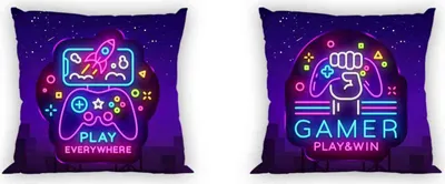 Produktbild von Kissenbezug, 100% Baumwolle, Kinderkissenbezug 40x40cm Spiel, Neon