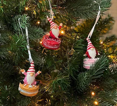 Produktbild von Christbaumschmuck Weihnachtswichtel Macarons 3 Stück Christbaumanhänger Zwerge