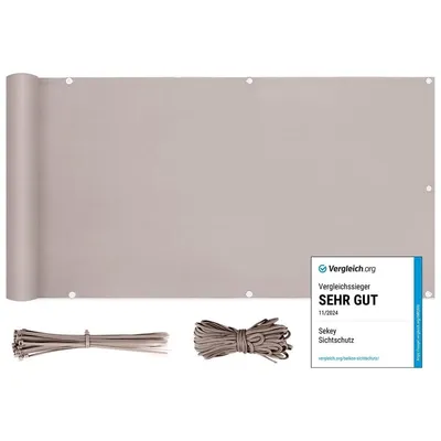 Produktbild von Sekey Balkon Sichtschutz PES Blickdichte Wetterfest Windschutz Taupe, 90x300 cm