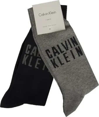 Zdjęcie produktu dla Zestaw 2 par męskich skarpet bawełnianych bipack CK CALVIN KLEIN artykuł ECP263, 98 Melange szary / niebieski, EUR 40/46 - UK 6.5/11, Bawełna 72%, Poliester 25%, Elasthan 3%