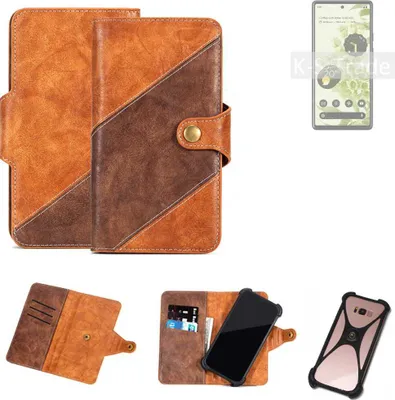 Produktbild von K-S-Trade Handyhülle Schutzhülle Bookstyle Case Wallet-Case kompatibel mit Google Pixel 6 Cover Klapphülle Kantenschutz Smartphone dunkelbraun