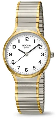 Productafbeelding van Boccia dameshorloge 3342-10, titanium, verguld, wit