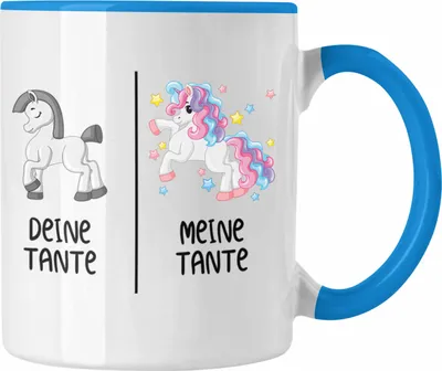 Produktbild von Trendation - Beste Tante Geschenk Tasse mit Spruch Kaffeetasse für Tante Coole Tante Einhorn (Blau)