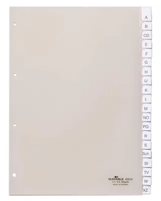 Zdjęcie produktu dla DURABLE Przek?adki A4 20 cz??ci, podzia? A-Z zgrzane indeksy i ok?adka, Przezroczysty, 680019