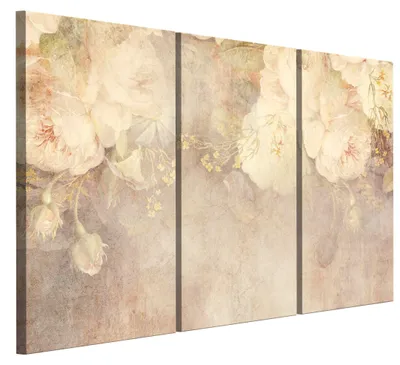 Produktbild von LUMASOUL Leinwand Bilder, Leinwandbild Geblümt Motiv, Wandbilder Holzrahmen und Webstuhl Wohnzimmer und Schlafzimmer, Bilder 120x80 cm Rustikal Blumen 27