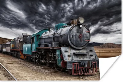 Produktbild von MuchoWow® Poster Dunkle Wolken über der Dampflokomotive 60x40 cm - Schlafzimmerdekoration