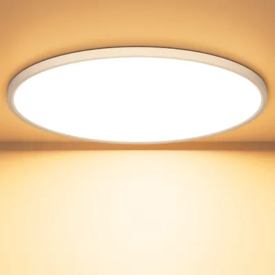 Produktbild von OUILA LED Deckenleuchte Flach Rund - Ø50CM Deckenlampe LED 48W 3000K 4800LM IP44 Wasserdichte Badezimmer Lampe, Küchenlampe Deckenleuchte Warmweiß für Küche Bad Schlafzimmer Flur Keller