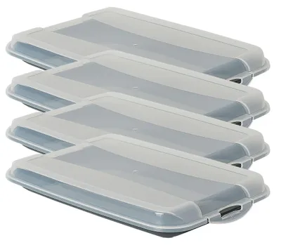 Produktbild von Novaliv 4er-Set Anthrazit Premium Aufschnittbox mit Transparentem Deckel, Frischhaltedosen für Wurst & Käse Maße 25x17x3 cm Kühlschrank Organizer Knäckebrotbox Wohnung must-have Küchen Gadgets