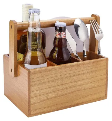 Holz Besteckhalter & Tellerdispenser 24,6x15x21,7 cm
