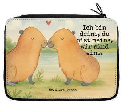 Produktbild von Mr. & Mrs. Panda Federtasche Capybara Liebe Design - Weiß - Geschenk, Federmappe, Bleistiftetui, Valentinstag, Schüleretui, Schlampermäppchen, Lustige Sprüche, Jahrestag