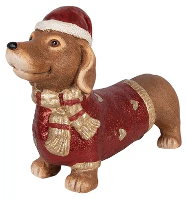 Produktbild von Clayre & Eef Dekorationsfigur Hund 42x12x27 cm Braun Keramikmaterial Dackel