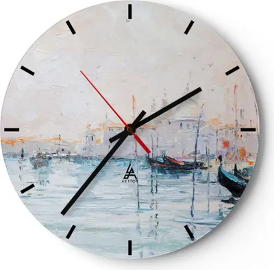 Produktbild von Wanduhr - Rund - Glasuhr - Venedig Basilika - 30x30cm - Schleichendes Uhrwerk - Lautlos - zum Aufhängen bereit - Dekoration Modern - Wanddekoration aus Glas - C3AR30x30-3662