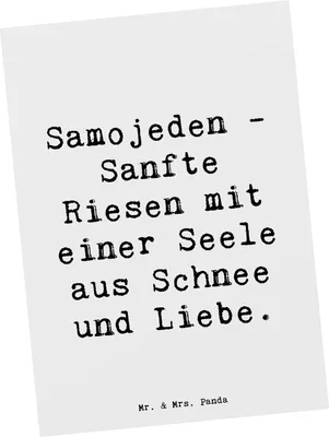 Produktbild von Mr. & Mrs. Panda bildkarte Spruch Samojede Liebe - Weiß - Geschenk, Hunderassen, Samojeden, Samojeden-Lächeln, Postkarten, treue Hunde, Postkarte, Kunstkarten, Hunderasse