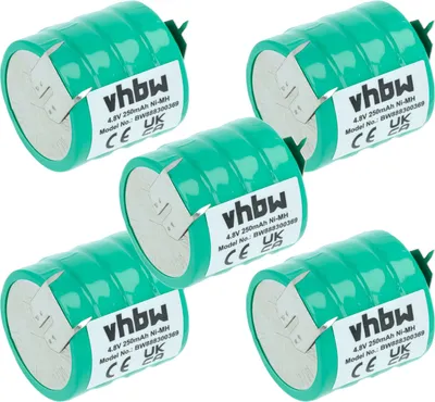 Produktbild von vhbw 5x NiMH Ersatz Knopfzellen-Akku (250 mAh, 4,8 V, NiMH)