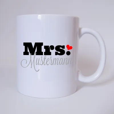 Produktbild von Mrs. "Individueller Name" - Tasse - Kaffeetasse - Partnertasse - Tasse mit Spruch