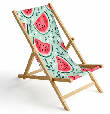 Produktbild von FEROCITY, Holz Liegestuhl Klappliegestuhl, Wassermelone Blumen Motiv, klappbar