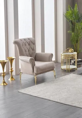 Immagine prodotto di Poltrona imbottita poltrona monoposto soggiorno tessuto beige poltrona design