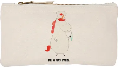 Produktbild von Mr. & Mrs. Panda Kulturtasche Einhorn Krankenschwester Größe S Klein - Weiß - Geschenk, Krankenpflegerin, Pouch, Mäppchen, Kulturbeutel, kosmetiktäschchen, Federmappe