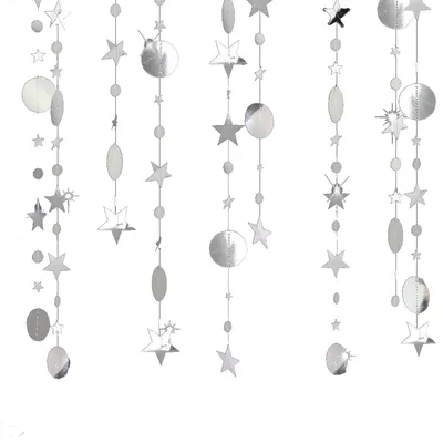 Papiergirlande silber 4er-Pack 4m Sternen-Deko