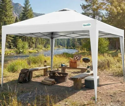 Produktbild von Quictent Pavillon 3x3m Wasserdicht Faltpavillon Stabil Winterfest, Pop-Up Klicksystem, UV-Schutz 50+, Gartenzelt, Partyzelt, Festzelt grauweiß
