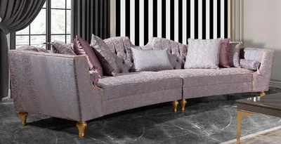 Produktbild von Casa Padrino Luxus Barock Sofa Rosa / Silber / Gold - Gebogenes Wohnzimmer Sofa - Hotel Sofa - Luxus Barock Wohnzimmer & Hotel Möbel - Edel & Prunkvoll
