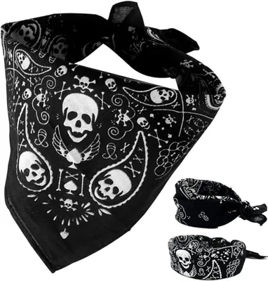 Productafbeelding van Bandana, schedelmotief, 55x55 cm, dubbelzijdig katoen, voor Halloween