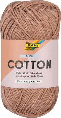 Produktbild von folia 25972 - Baumwolle BLUSH, 50 g | Wolle zum Häkeln und Stricken, ca. 150 m, Strickgarn aus 100 % Baumwolle, 32 / 2 x 8, Nadelstärke 2 - 3 mm