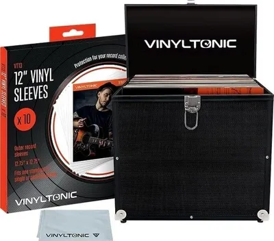 Produktbild von Vinyl Tonic VT02BS, Aufbewahrungsbox, Schwarz, Rechteckig, Aluminium, Stahl, Holz, Einfarbig, 323,9 mm