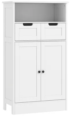 Productafbeelding van Badkamerkastje met 2 lades, deur, 60 x 30 x 109 cm, wit