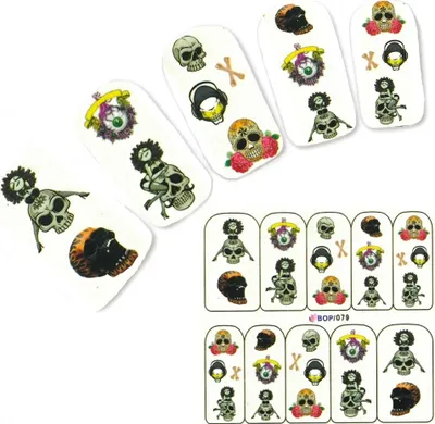 Produktbild von Tattoo Nail Totenkopf Rose Aufkleber Nagel Sticker