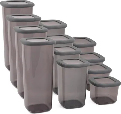 Immagine prodotto di Hermia Concept, BNMPOLYAS12-51217, scatole portaoggetti, set di scatole portaoggetti (12 pezzi), antracite, plastica, 10 x 10 x 24,5 cm