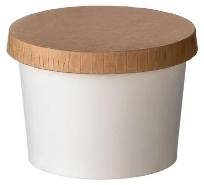 Produktbild von 50x Eisbecher aus Pappe Papierbecher weiß Ø90mm 250 ml mit braunem Deckel