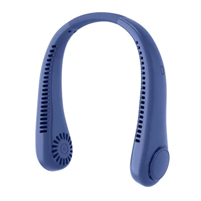 Produktbild von Tragbarer Nackenventilator, Halsventilator, Flexibles Silikon, 360° biegbar, Blattloser Ventilator, 3 Geschwindigkeit, Geräuscharm, Blau