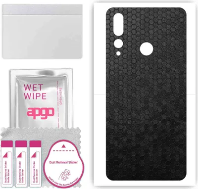 Produktbild von apgo Rückseite Schutzfolie, Skin, kompatibel mit Lenovo K6 Enjoy, Hinten Displayschutzfolie aus Vinylfolie, kratzfest, einfache Montage - Schwarze Honigwabe